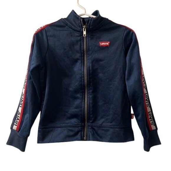 Vintage Levi's Boy's 3T Navy Full Zip Spellout Jacket - Picture 1 of 11